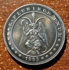 Baphomet  Seated Occult  Coin  Dollar Token  Nice Details Devil Witchcraft picture