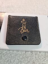 VINTAGE LEATHER MATCHBOOK COVER WALLET BLACK WITH GOLD DESIGN picture