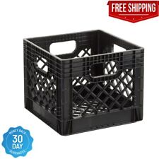 16QT Plastic Heavy-Duty Plastic Square Milk Crate Black, Free And Fast Shipping, picture