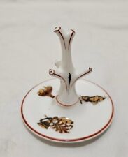 Antique N H Fine Porcelain Ring Tree Goats Dog Cornucopia Decoration 3.5