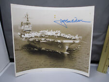 Vintage 1970s Photo Aircraft Carrier USS Kennedy Signed Capt John Mitchell CV-67 picture