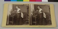 Watering Plants Gems of German Life Woman Loescher Petsch Stereoview Photo picture