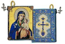 2 Sided Madonna and Child Eternal Bloom Icon Tapestry Rosary Keepsake Pouch picture