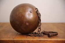Vintage Antique Hand Forged Prisoners Ball and Chain Shackle cuff Jail Prison picture