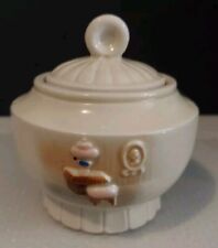 Vintage 1930's Porcelier Hearth Pattern Lidded Sugar Bowl Made in USA 2 Pieces picture