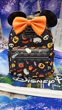 2021 Disney Parks Loungefly Minnie Mouse Halloween AOP Bow Mini Backpack NWT EXC picture