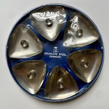 MCM Denmark Stainless Steel Set 6 Triangle Candle Holders .5” Diameter Candles picture