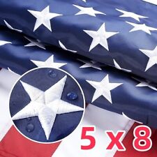 5' X 8' American Flag US USA EMBROIDERED Stars Sewn Stripes Brass Grommets picture