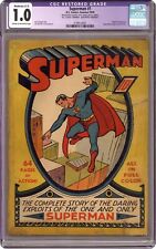 Superman #1 1939 Comic Book CGC Restored Grade 1.0-Rare Collectible picture