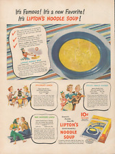 1944 Lipton's Noodle Soup It's Famous New Favorite Vintage Print Ad picture