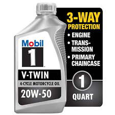 New Mobil 1 V-Twin Full Synthetic Motorcycle Oil 20W-50, 1 Quart picture