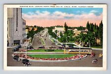 Miami FL-Florida, Biscayne Boulevard, Thirteenth Street Circle, Vintage Postcard picture