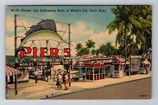 Miami FL-Florida, Charter And Sight Seeing Boats, Antique, Vintage Postcard picture