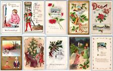 LOT/10 ANTIQUE CHRISTMAS VINTAGE POSTCARDS*EARLY 1900's*CONDITION VARIES #36 picture