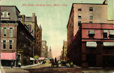 Mill Street Looking East Akron Ohio Divided Postcard Posted 1910 picture