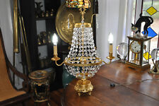 1930's Mutual Sunset Lamp Co French Empire Style Gilt Crystal 2 Light Table Lamp picture