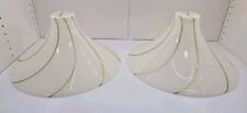 Two Vintage Cream & Gold Swirl Pattern Acrylic/Plastic Lamp Shades MCM Retro  picture