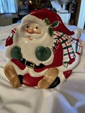 Vintage Fitz And Floyd Christmas Plaid Pattern Santa Serving Dish/hanging Plate picture