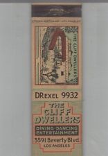 1930s Matchbook Cover Crown Match Co Cliff Dwellers Restaurant Los Angeles CA picture