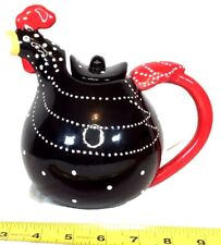 VINTAGE BLACK CHICKEN TEAPOT. WITH LID picture