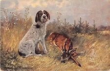 1911 PC of Hunting Dog Guarding Dead Deer by German Artist August Muller Munchen picture