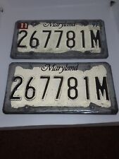 Vintage Maryland License Plate Pair 1997 90s Expired, For Decor Garage Mancave picture