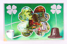 Erin My Home Country St Patrick's Day Four Leaf Clover 1910 Antique Postcard picture