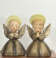 Set of 2 Vintage Napco Ware Angel Figurine Halo Praying R3258 Mid Century 4.5