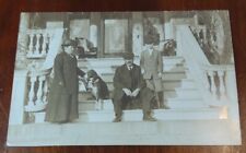Antique Postcard Family Dog On Stairs Black White AZO picture