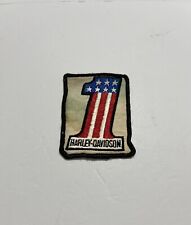 Vintage 70s Harley-Davidson Motorcycles Number One Embroidered Patch America USA picture