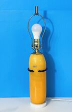 Yellow And Cobalt Art Glass Blenko Table Lamp With Marble Base Cylinder Yr 2000 picture