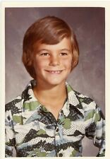 Cute Boy Freckles School Photo Bright Polyester Shirt Vintage Snapshot Photo picture