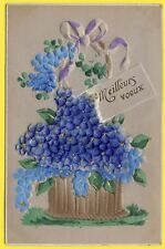cpa FANTASY Embossed Relief SILK HAND PAINTED FLOWER BASKET FLOWERS picture