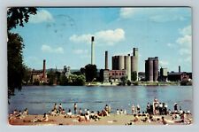 La Cross WI-Wisconsin Pettibone Beach Water Skyscraper c1956 Vintage Postcard picture