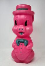 Vintage 1964 AJ Renzi Coin Bank Hot Pink Piggy Pig Plastic Blow Mold Bow Tie USA picture