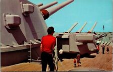 Vtg Mobile AL USS Alabama Battleship Memorial Park 16 Inch Guns Deck Postcard picture