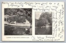 Conesus NY Pastime at Beautiful Conesus Lake Boating Old Postcard View Sent 1907 picture