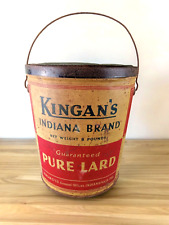 KINGAN'S Indiana Brand 8 lb. Lard Can Tin Pail Bucket Vintage Advertising RARE picture
