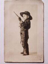 Antique RPPC Photo Postcard Armed Western Young Cowboy Cowpoke Chicago, Illinois picture