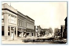 c1950's Business Section Street Cafe Cars View Shoals Indiana IN RPPC Postcard picture