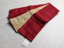 Kimono Obi Arashiyama Yoshimura Reversible Half-Width Belt Red Ocher W41161 picture