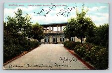c1907 Library Boston MA Keep Smiling, Better Times Coming ANTIQUE Postcard picture