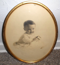 Antique Oval Hanging Brass Photo Frame With Glass J.J Gillespie Co Pittsburgh PA picture