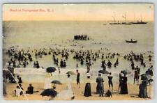 1910's BEACH AT NARRAGANSETT PIER RHODE ISLAND ANTIQUE FASHIONS POSTCARD*CREASE* picture