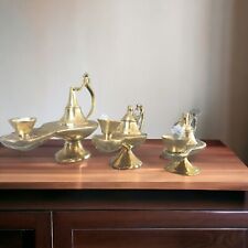 Aladdin Aladin Lamp Genie Lot 3 Aladdin Genie Oil Brass Lamps Decorative Set picture