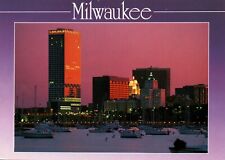 Postcard Milwaukee Skyline Buildings Lake Michigan Shoreline at dusk picture