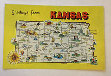 Vintage Mid Century Postcard, Greetings from Kansas, Unposted picture