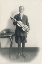 Vintage Photo Handsome Young Man Teen Boy Violin Case Button Shoes picture