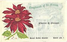 Compliments of The Season, Charles C. Penover, Poinsettia, Greetings Postcard picture