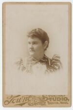 Antique Circa 1880s ID'd Cabinet Card Woman Named Hannah Jane Adams Boston, MA picture